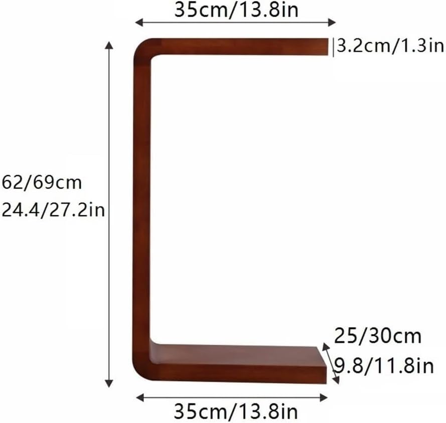 C Shaped End Table - Solid Wood Sofa Side Tables for Living Room & Home O...