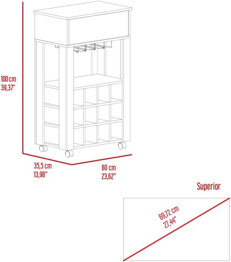 Mid-Century Storage Cabinet, 1-Drawer 12-Bottle Wine Cabinet, for Kitchen Liv...