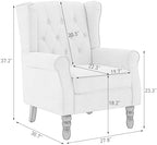 PU Leahter Wingback Accent Chairs Set of 2, High Back Armchair, Brown | Modern Tufted Upholstered Reading Seat with Wooden Legs & Removable Cushion | Comfy Single Sofa for Living Room, Bedroom