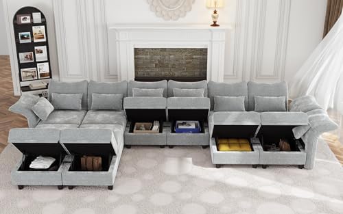 LLappuil 179" Oversized Modular Sectional Sofa with Storage Seat 12 Piec...