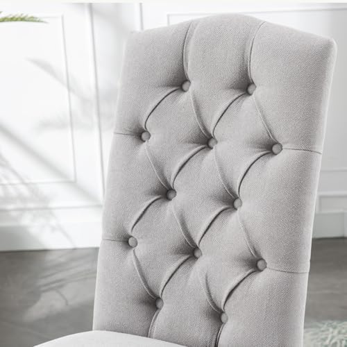 Tufted Dining Chair Fabric Button Upholstered Modern Kitchen Diner Set of 4