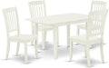 East West Furniture NODA5-LWH-W 5 Piece Modern Dining Table Set Includes a Rectangle Wooden Table with Butterfly Leaf and 4 Dining Chairs, 32x54 Inch, Linen White