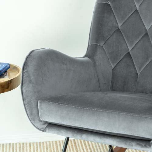 Upholstered Rocker, Mid Century Modern Gliding Accent Chair with Soft Foam Se...