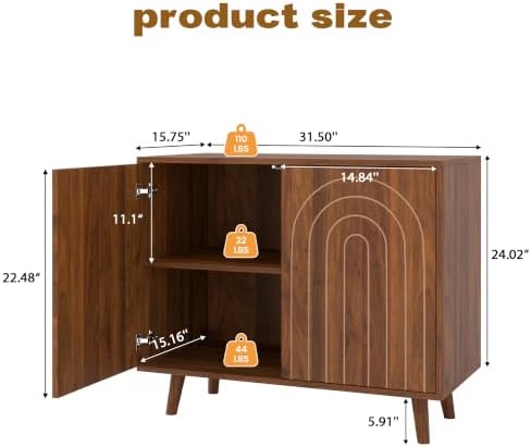 weselon 63" Sideboard Buffet Cabinet Set of 2, Modern Accent Cabinet wit...