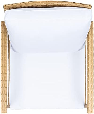 SAFAVIEH Outdoor Daire Wicker Rocking Chair, 14.4" Natural/White PAT7721D