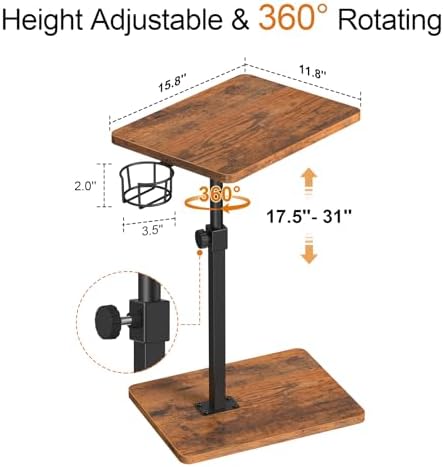 Giikin TV Tray Table, 360° Swivel Height Adjustable TV Trays for Eating on Co...