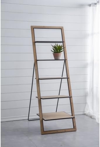 5-Tier Ladder Shelfing, Free Standing Organizer Shelves with Metal Stand, Two-Tone Indoor/Outdoor Plant Ladders, Ideal for Kitchen, Garden, Balcony Use