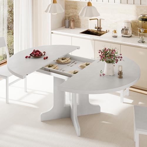 iPormis 5-Piece Round Dining Table Set for 4-6, 59" Extendable Dining Ro...