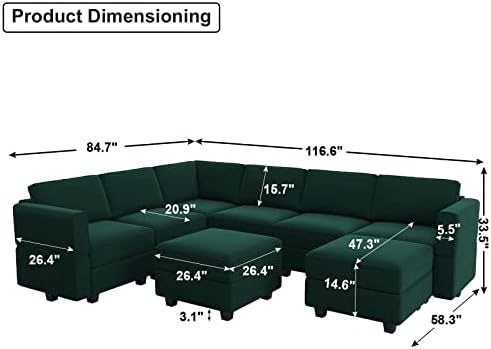 Belffin Modular Sectional Sofa with Storage Seat Oversized U Shaped Couch wit...