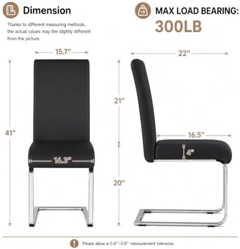 Yaheetech Dining Chairs Set of 6 High Back Modern Kitchen Chairs Black