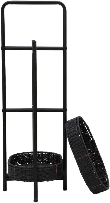 Small Handwoven Side Table 3-Tier Oval Storage Organizer, Wicker Shelf for Ki...