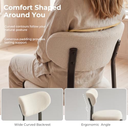 Dining Chairs Set of 4, Modern Upholstered Fabric Kitchen Chairs | Textured F...