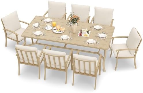 HAPPATIO Aluminum 9 Piece Patio Dining Set - Aluminum Outdoor Dining Set for ...