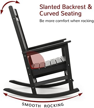 Stoog 3-Piece Oversized Rocking Chairs Set of 2 with Table, Outdoor Rocking C...