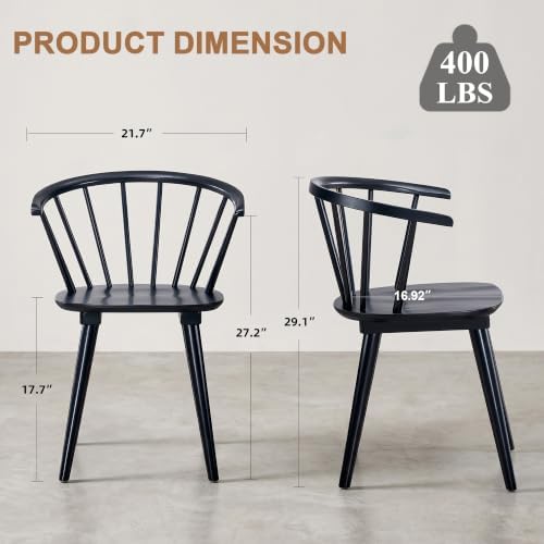 DUHOME Wooden Black Dining Chairs Set of 4,Windsor Dining Room Chairs