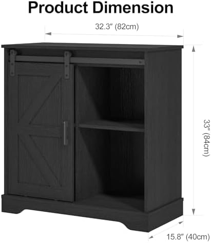 Panana Sliding Barn Door Buffet Sideboard Storage Cabinet Coffee Bar Kitchen ...