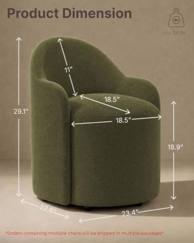 KISLOT Upholstered Dining Chairs Set of 4 with Caster, Pre-Assembled, Green |...