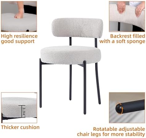 DYHOME Boucle Dining Chairs Set of 4, Upholstered Dining Room Chairs Grey