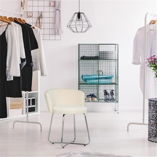 Hillsdale, Marisol Round Metal and Upholstered Vanity Stool with Scoop Back f...