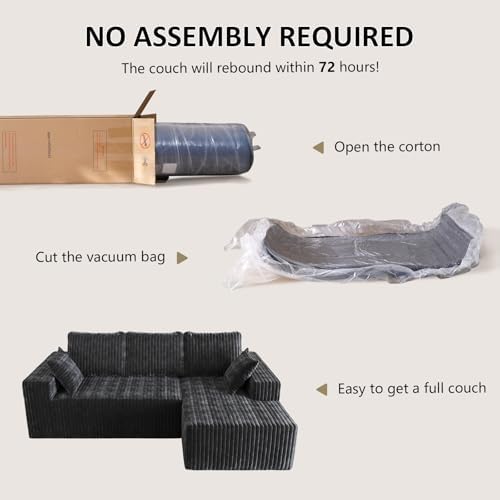 Cloud Sectional Couches with Oversized Chaise for Living Room, Modular L Shap...