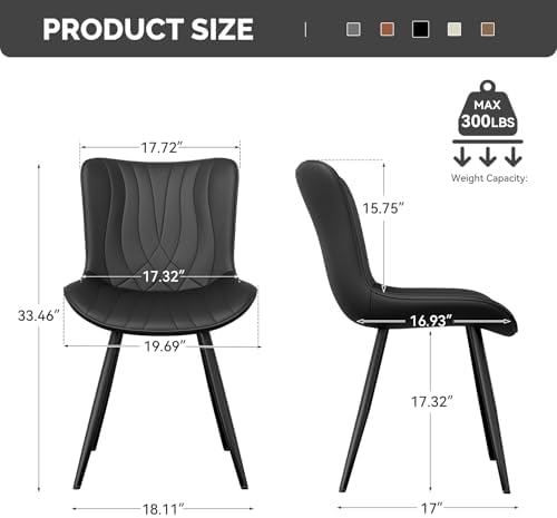 Modern Dining Chair, PU Leather Dining Room Chairs Set of 4