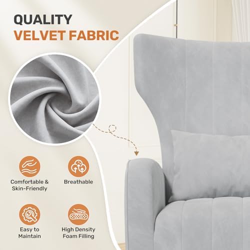 Nalupatio Velvet Accent Chairs Set of 2 Modern High Back Armchair Arm Chair w...