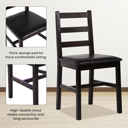 Kitchen Table Set 5 Piece Dining Table Set Sturdy Wooden Square Table and Cha...