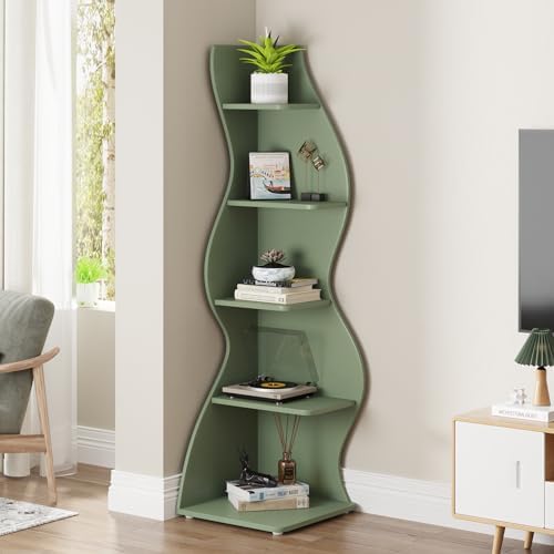 Tribesigns Corner Shelf, Modern 5-Tier Wall Corner Bookshelf, Stylish Corner ...