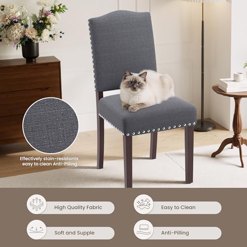 Upholstered Dining Chairs Set of 6 with Thickened Seat Cushion
