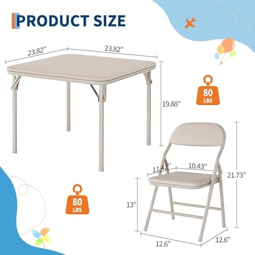 GAOMON 5 Piece Set Folding Table and Chairs Set for Boys and Girls