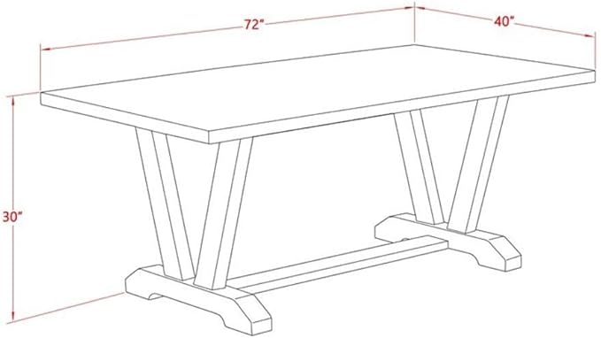 East West Furniture VT627 V-Style Modern Dining Table - a Rectangle Kitchen T...