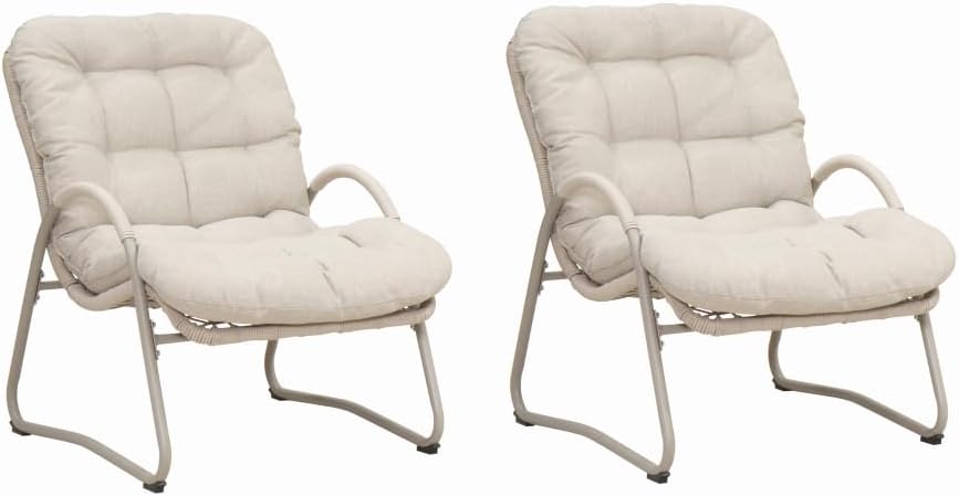 Outdoor Patio Lounge Chair (Set of 2) – Iron Frame & Plastic Wicker