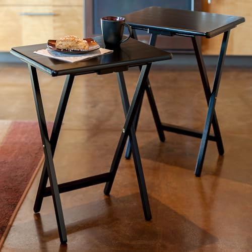 Winsome Alex Set of 2 Foldable Snack Tables, Black