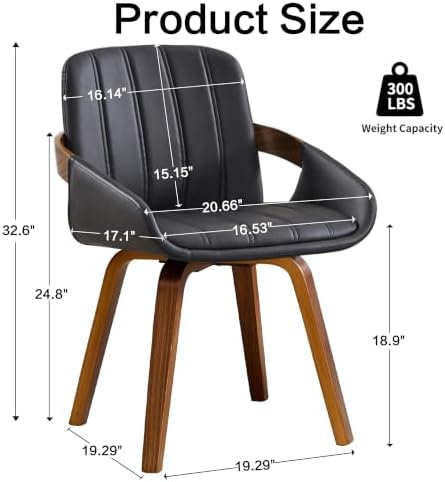 VipDesk Swivel Dining Chairs Set of 2 with Arms, Mid-Century Modern, Black