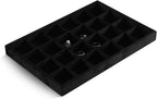 Velvet Stackable Jewelry Display Tray, 24 Grid Earring Ring Storage Tray, Drawer Divider Jewelry Accessories Organizer Plate (Black)
