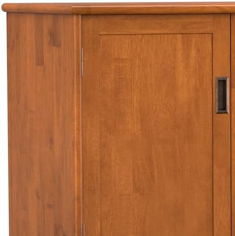 SIMPLIHOME Draper 50" Wide Solid Wood 3-Door Buffet in Teak Brown