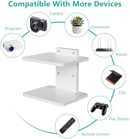 WALI 2 Tier Floating TV Wall Shelf for Projector, DVD Player