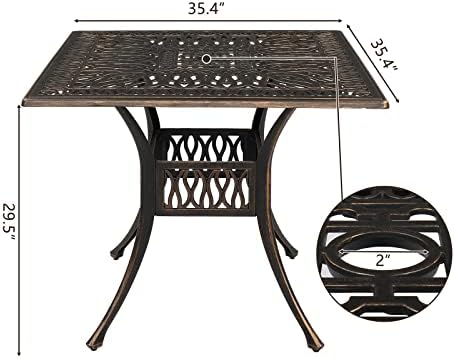 VINGLI 5 Pieces Outdoor Patio Dining Set, Cast Aluminium Patio Furniture Set ...
