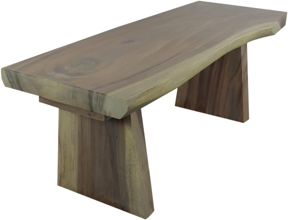 Haussmann Natural Edge Solid Wood Bench, Grey, 48x18x18 in