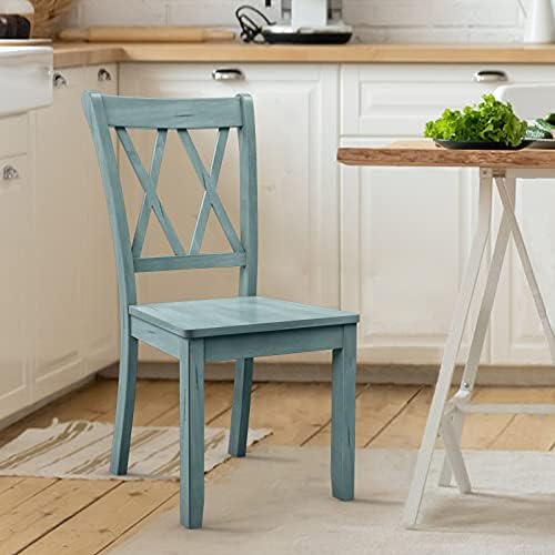 GIANTEX Set of 2 Dining Chairs, Rubber Wood Dining Room Chair, Farmhouse Dini...