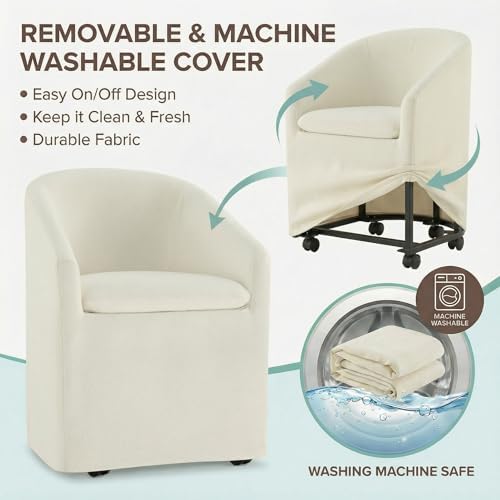KISLOT Upholstered Dining Chairs with Casters, Washable Cover Modern Dining R...