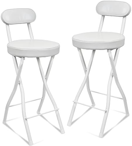 UWEAR Portable Folding Stool,Folding Bar Stool with Back,Leather Padded Count...