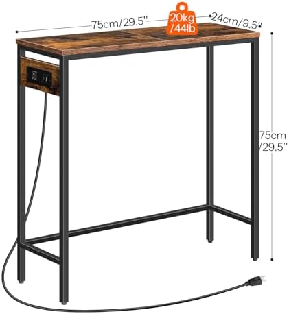 HOOBRO Narrow Console Table with Power Outlets, Small Entryway Table | Thin S...