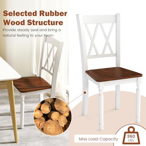 GOFLAME Wooden Dining Chairs Set of 4, Farmhouse Kitchen Side Chairs with Erg...