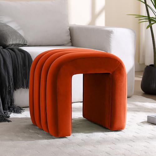 ONEVOG Velvet Pouf Ottoman, Small Ottoman Foot Rest for Couch, 18 Inch Cute V...