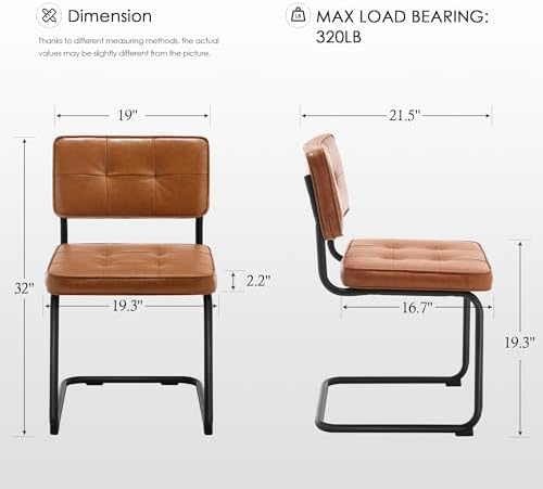 Zesthouse Faux Leather Dining Chairs Set of 6, Industrial Metal Chairs with M...