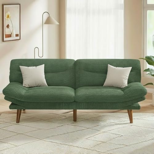 PERLECARE Convertible Futon Sofa Bed, 73" Corduroy Futon Couch with Adju...