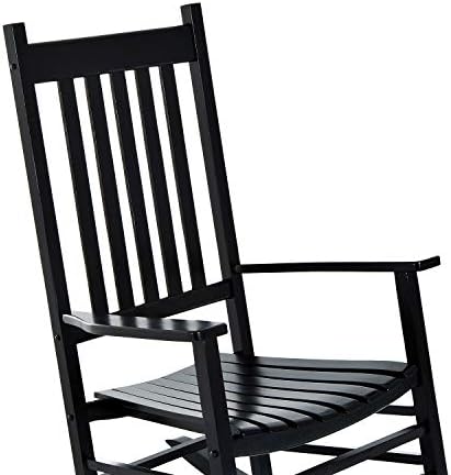 Outsunny Outdoor Rocking Chair High Density Wooden Rockers Black | Patio Rock...