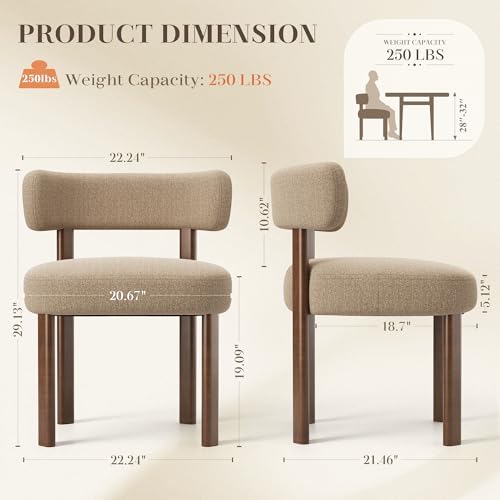 Wooden Dining Chairs Set of 2, Upholstered Kitchen Chairs with Solid Wood Leg...