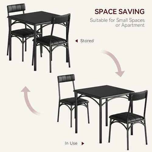 GAOMON Dining Table Set for 2, Kitchen Table and Chairs for 2 with Upholstere...